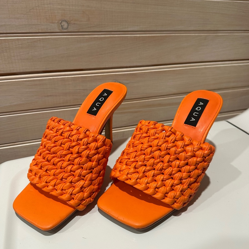 AQUA Orange Woven Heels